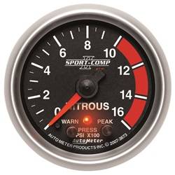Auto Meter - Sport-Comp PC Nitrous Pressure Gauge - Auto Meter 3673 UPC: 046074036736 - Image 1