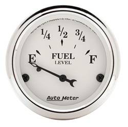 Auto Meter - Old Tyme White Fuel Level Gauge - Auto Meter 1605 UPC: 046074016059 - Image 1
