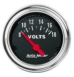Auto Meter - Traditional Chrome Electric Voltmeter Gauge - Auto Meter 2592 UPC: 046074025921 - Image 1