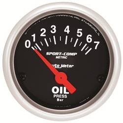 Auto Meter - Sport-Comp Electric Metric Oil Pressure Gauge - Auto Meter 3327-M UPC: 046074134135 - Image 1