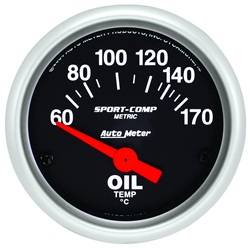 Auto Meter - Sport-Comp Electric Oil Temperature Gauge - Auto Meter 3348-M UPC: 046074134111 - Image 1