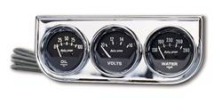 Auto Meter - Autogage Black Oil/Water/Volt Chrome Console - Auto Meter 2349 UPC: 046074023491 - Image 1