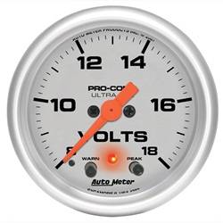 Auto Meter - Ultra-Lite Electric Voltmeter Gauge - Auto Meter 4383 UPC: 046074043833 - Image 1
