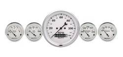 Auto Meter - Old Tyme White 5 Gauge Set Fuel/Oil/Speedo/Volt/Water - Auto Meter 1640 UPC: 046074016400 - Image 1