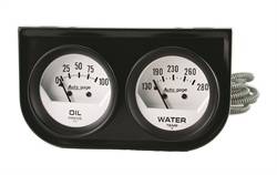 Auto Meter - Autogage White Oil/Water Gauge Black Console - Auto Meter 2323 UPC: 046074023231 - Image 1
