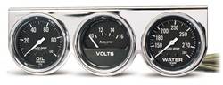 Auto Meter - Autogage Black Oil/Water/Volt Chrome Console - Auto Meter 2399 UPC: 046074023996 - Image 1