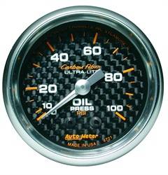 Auto Meter - Carbon Fiber Mechanical Oil Pressure Gauge - Auto Meter 4721 UPC: 046074047213 - Image 1