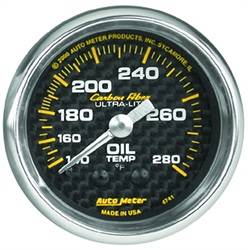 Auto Meter - Carbon Fiber Mechanical Oil Temperature Gauge - Auto Meter 4741 UPC: 046074047411 - Image 1