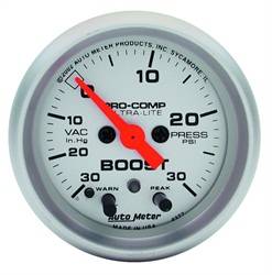 Auto Meter - Ultra-Lite Electric Boost/Vacuum Gauge - Auto Meter 4376 UPC: 046074043765 - Image 1