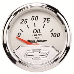 Auto Meter - Chevy Vintage Oil Pressure Gauge - Auto Meter 1327-00408 UPC: 046074154195 - Image 1