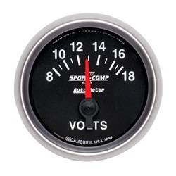 Auto Meter - Sport-Comp II Electric Voltmeter Gauge - Auto Meter 3692 UPC: 046074036927 - Image 1