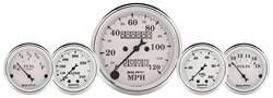 Auto Meter - Old Tyme White 5 Gauge Set Fuel/Oil/Speedo/Volt/Water - Auto Meter 1611 UPC: 046074016110 - Image 1