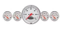 Auto Meter - Arctic White 5 Gauge Set Fuel/Oil/Speedo/Volt/Water - Auto Meter 1340 UPC: 046074013409 - Image 1