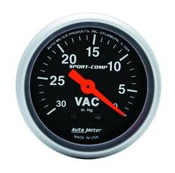 Auto Meter - Sport-Comp Mechanical Vacuum Gauge - Auto Meter 3384 UPC: 046074033841 - Image 1