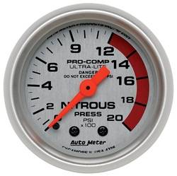 Auto Meter - Ultra-Lite Mechanical Nitrous Pressure Gauge - Auto Meter 4328 UPC: 046074043284 - Image 1