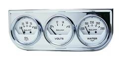 Auto Meter - Autogage White Oil/Volt/Water Chrome Steel Console - Auto Meter 2325 UPC: 046074023255 - Image 1
