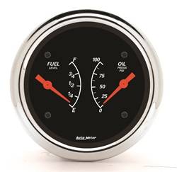 Auto Meter - Designer Black Oil/Fuel Dual Gauge - Auto Meter 1413 UPC: 046074014130 - Image 1
