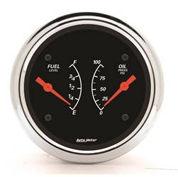 Auto Meter - Designer Black Oil/Fuel Dual Gauge - Auto Meter 1434 UPC: 046074014345 - Image 1