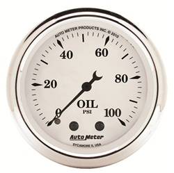 Auto Meter - Old Tyme White Mechanical Oil Pressure Gauge - Auto Meter 1621 UPC: 046074016219 - Image 1