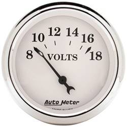 Auto Meter - Old Tyme White Voltmeter Gauge - Auto Meter 1692 UPC: 046074016929 - Image 1