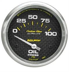 Auto Meter - Carbon Fiber Electric Oil Pressure Gauge - Auto Meter 4827 UPC: 046074048272 - Image 1