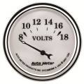 Old Tyme White II Voltmeter Gauge - Auto Meter 1292 UPC: 046074012921
